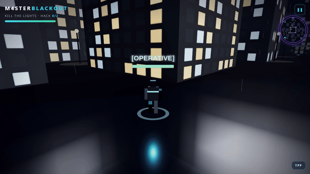 Operative moving through the tower blocks